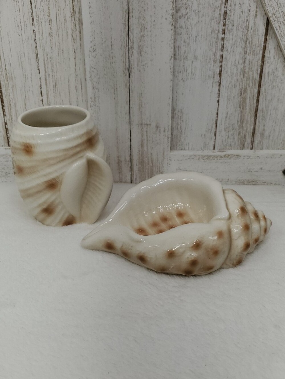 Seashell Bathroom Tumbler & Soap Dish Bath Accessories